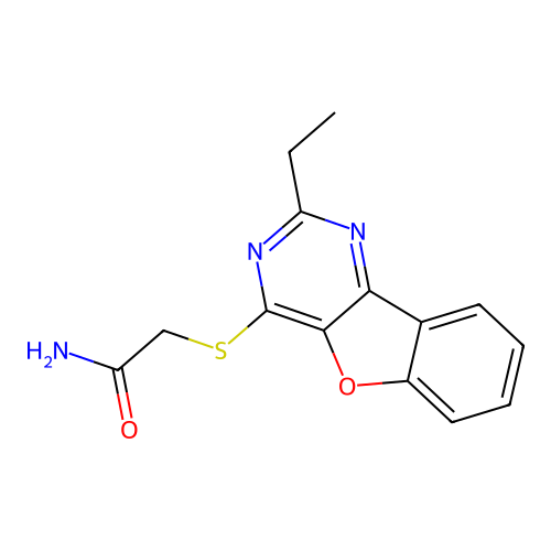 2-[(2-Ethyl-[1]benzofuro[3,2-d]pyrimidin-4-yl)sulfanyl]acetamide structure