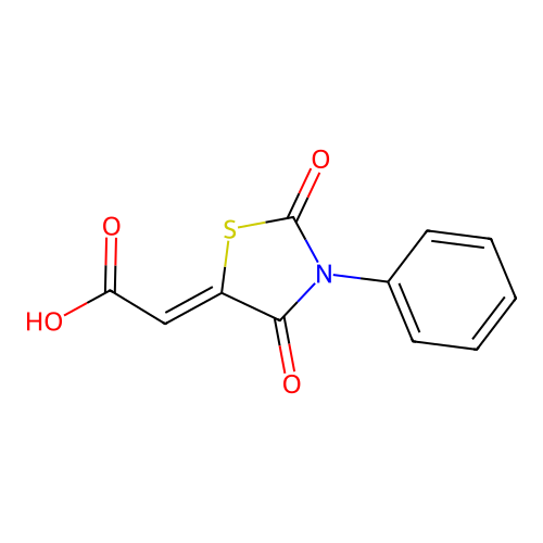 (Z)-2-(2,4-dioxo-3-phenylthiazolidin-5-ylidene)acetic acid structure