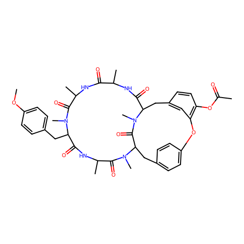 Bouvardin, 5-(N-methyl-L-tyrosine)-, acetate (ester) structure