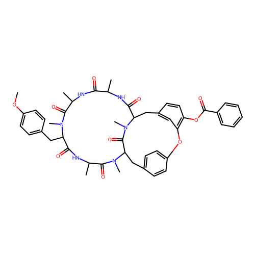 Bouvardin, 5-(N-methyl-L-tyrosine)-, benzoate, hydrate structure
