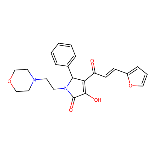 (E)-4-(3-(furan-2-yl)acryloyl)-3-hydroxy-1-(2-morpholinoethyl)-5-phenyl-1H-pyrrol-2(5H)-one structure