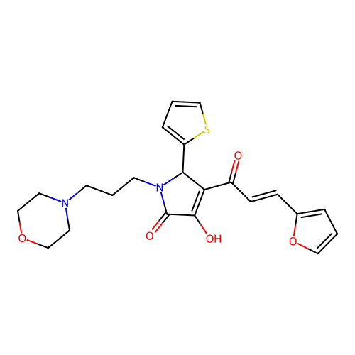 (E)-4-(3-(furan-2-yl)acryloyl)-3-hydroxy-1-(3-morpholinopropyl)-5-(thiophen-2-yl)-1H-pyrrol-2(5H)-one structure