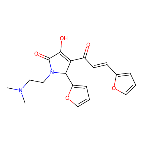(4E)-1-[2-(dimethylamino)ethyl]-5-(furan-2-yl)-4-[(2E)-3-(furan-2-yl)-1-hydroxyprop-2-en-1-ylidene]pyrrolidine-2,3-dione structure