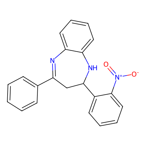 2-(2-nitrophenyl)-4-phenyl-2,3-dihydro-1H-1,5-benzodiazepine structure