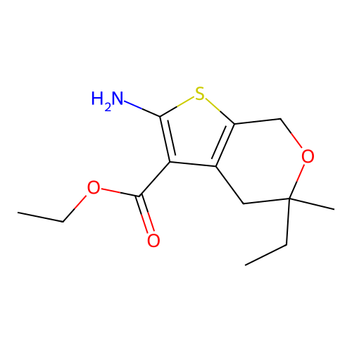 ethyl 2-amino-5-ethyl-5-methyl-4,7-dihydro-5H-thieno[2,3-c]pyran-3-carboxylate structure