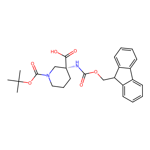 (3R)-1-tert-butoxycarbonyl-3-(9H-fluoren-9-ylmethoxycarbonylamino)piperidine-3-carboxylic acid structure