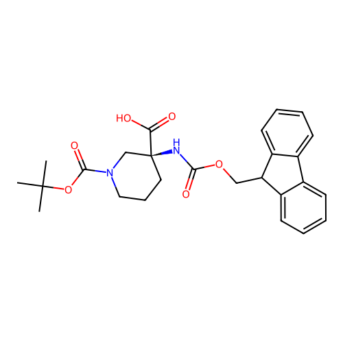 (3S)-3-(9H-fluoren-9-ylmethoxycarbonylamino)-1-[(2-methylpropan-2-yl)oxycarbonyl]piperidine-3-carboxylic acid structure