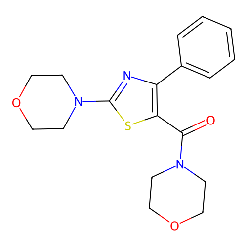 4-[5-(Morpholine-4-carbonyl)-4-phenyl-1,3-thiazol-2-yl]morpholine structure