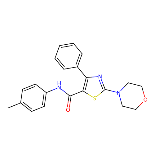 N-(4-methylphenyl)-2-(morpholin-4-yl)-4-phenyl-1,3-thiazole-5-carboxamide structure