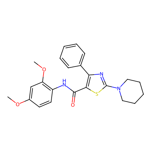 N-(2,4-dimethoxyphenyl)-4-phenyl-2-(piperidin-1-yl)-1,3-thiazole-5-carboxamide structure