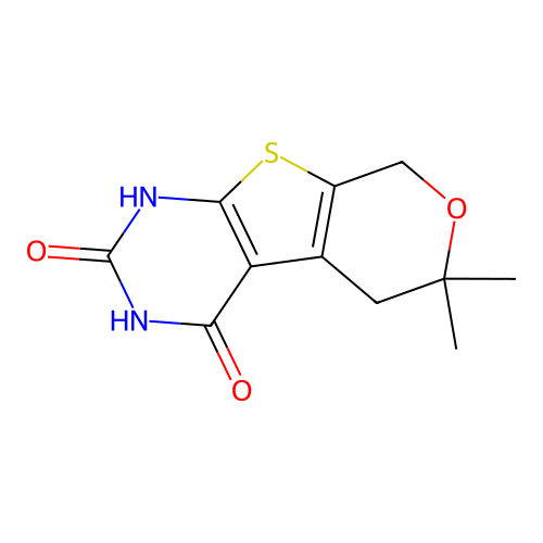 6,6-dimethyl-1,5,6,8-tetrahydro-2H-pyrano[4',3':4,5]thieno[2,3-d]pyrimidine-2,4(3H)-dione structure