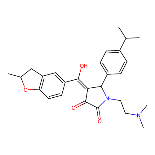 (4E)-1-(2-dimethylaminoethyl)-4-[hydroxy-(2-methyl-2,3-dihydro-1-benzofuran-5-yl)methylidene]-5-(4-propan-2-ylphenyl)pyrrolidine-2,3-dione structure