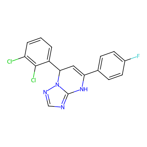 7-(2,3-dichlorophenyl)-5-(4-fluorophenyl)-1,7-dihydro-[1,2,4]triazolo[1,5-a]pyrimidine structure