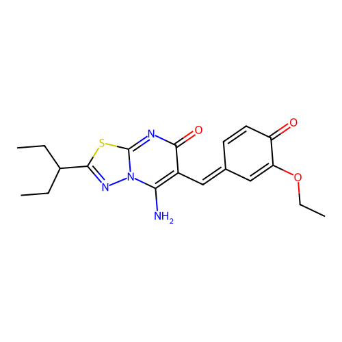 (E)-6-(3-ethoxy-4-hydroxybenzylidene)-5-imino-2-(pentan-3-yl)-5H-[1,3,4]thiadiazolo[3,2-a]pyrimidin-7(6H)-one structure