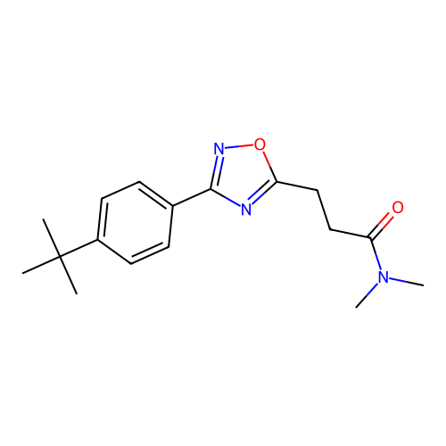 3-[3-(4-tert-butylphenyl)-1,2,4-oxadiazol-5-yl]-N,N-dimethylpropanamide structure