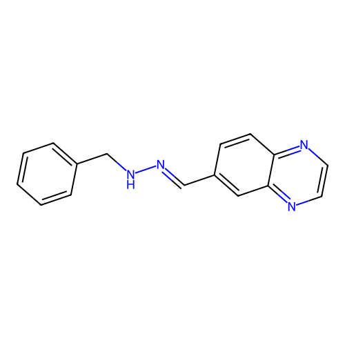 6-[(E)-(2-benzylhydrazinylidene)methyl]quinoxaline structure