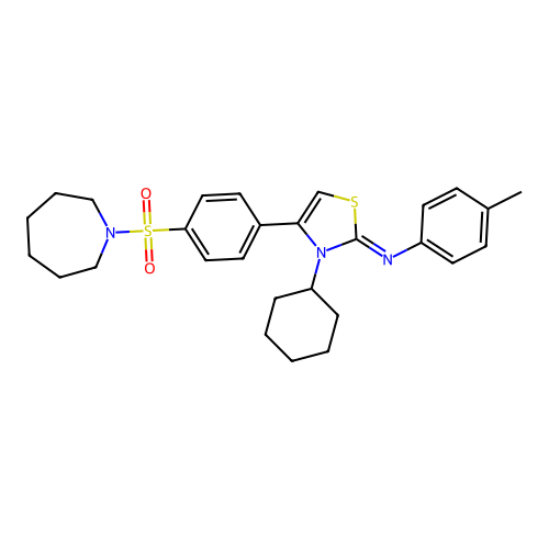 N-[(2Z)-4-[4-(azepan-1-ylsulfonyl)phenyl]-3-cyclohexyl-1,3-thiazol-2(3H)-ylidene]-4-methylaniline structure