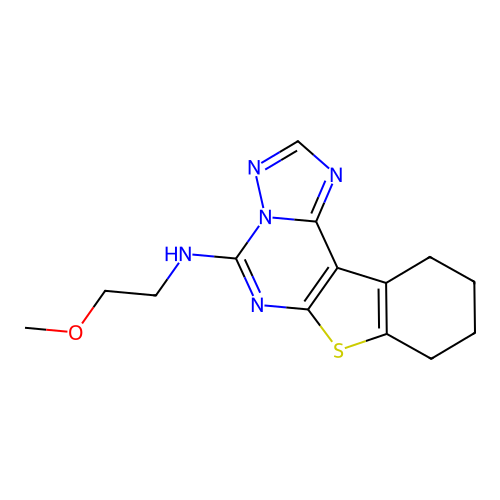 N-(2-methoxyethyl)-8,9,10,11-tetrahydro[1]benzothieno[3,2-e][1,2,4]triazolo[1,5-c]pyrimidin-5-amine structure