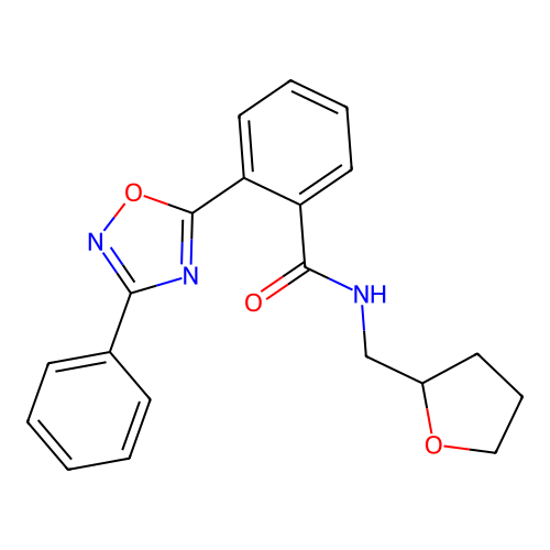N-(oxolan-2-ylmethyl)-2-(3-phenyl-1,2,4-oxadiazol-5-yl)benzamide structure