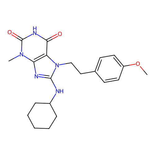 8-(cyclohexylamino)-7-(4-methoxyphenethyl)-3-methyl-1H-purine-2,6(3H,7H)-dione structure