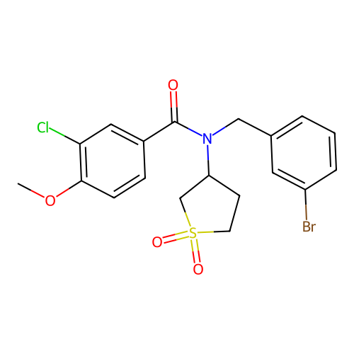 N-(3-bromobenzyl)-3-chloro-N-(1,1-dioxidotetrahydrothiophen-3-yl)-4-methoxybenzamide structure