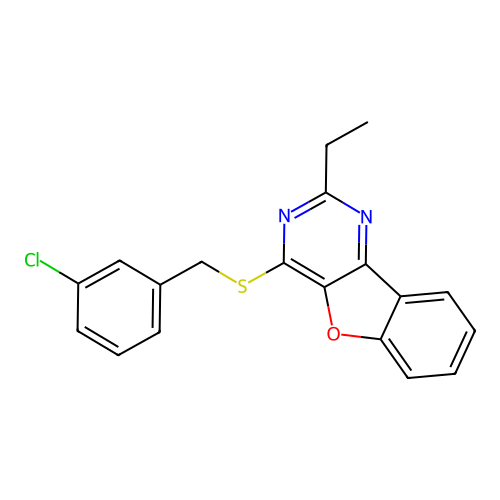 4-[(3-Chlorobenzyl)sulfanyl]-2-ethyl[1]benzofuro[3,2-d]pyrimidine structure