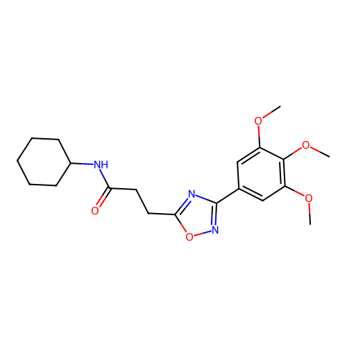 N-cyclohexyl-3-[3-(3,4,5-trimethoxyphenyl)-1,2,4-oxadiazol-5-yl]propanamide structure