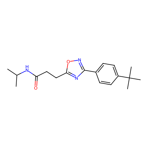 3-[3-(4-tert-butylphenyl)-1,2,4-oxadiazol-5-yl]-N-propan-2-ylpropanamide structure