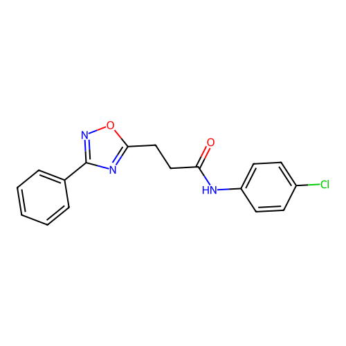 N-(4-chlorophenyl)-3-(3-phenyl-1,2,4-oxadiazol-5-yl)propanamide structure