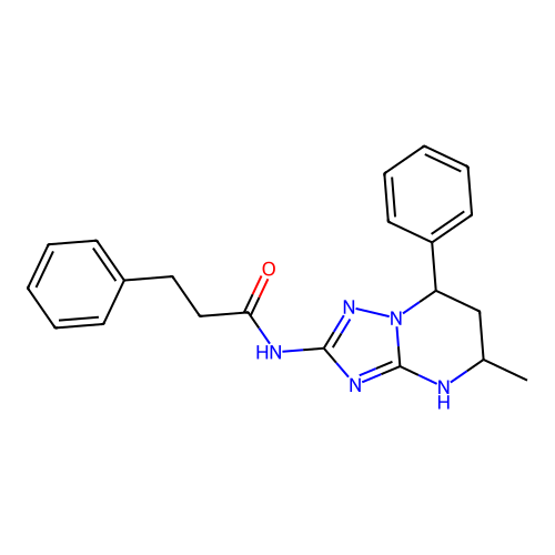 N-(5-methyl-7-phenyl-1,5,6,7-tetrahydro-[1,2,4]triazolo[1,5-a]pyrimidin-2-yl)-3-phenylpropanamide structure