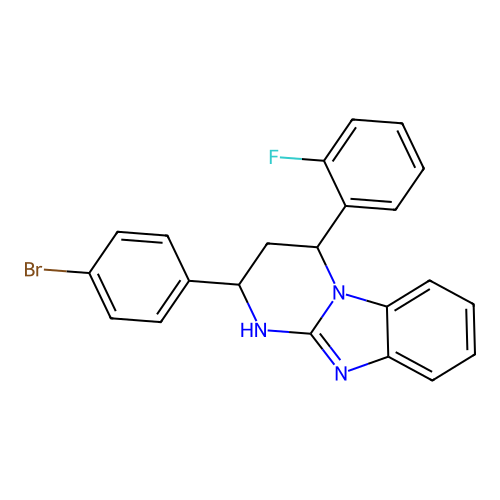 2-(4-bromophenyl)-4-(2-fluorophenyl)-1,2,3,4-tetrahydropyrimido[1,2-a]benzimidazole structure