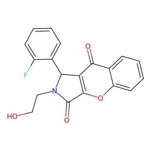 1-(2-fluorophenyl)-2-(2-hydroxyethyl)-1,2-dihydrochromeno[2,3-c]pyrrole-3,9-dione structure