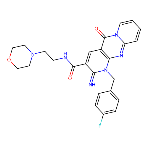 1-(4-fluorobenzyl)-2-imino-N~3~-(2-morpholinoethyl)-5-oxo-1,5-dihydro-2H-dipyrido[1,2-a:2,3-d]pyrimidine-3-carboxamide structure
