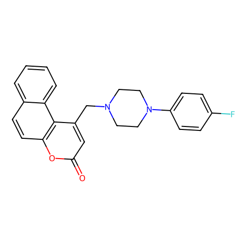 1-((4-(4-fluorophenyl)piperazin-1-yl)methyl)-3H-benzo[f]chromen-3-one structure