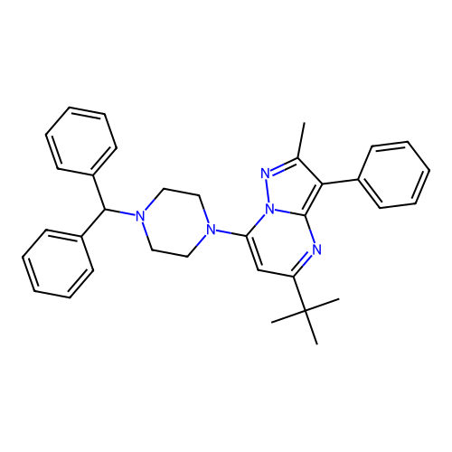 5-tert-butyl-7-[4-(diphenylmethyl)piperazin-1-yl]-2-methyl-3-phenylpyrazolo[1,5-a]pyrimidine structure