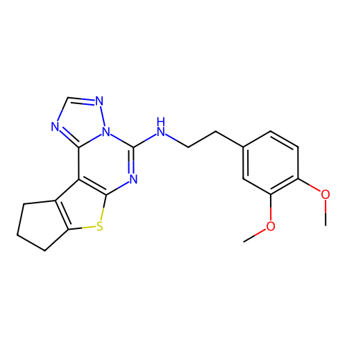 N-(3,4-dimethoxyphenethyl)-9,10-dihydro-8H-cyclopenta[4,5]thieno[3,2-e][1,2,4]triazolo[1,5-c]pyrimidin-5-amine structure