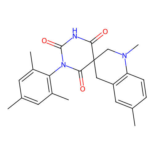 1',6'-dimethyl-1-(2,4,6-trimethylphenyl)spiro[1,3-diazinane-5,3'-2,4-dihydroquinoline]-2,4,6-trione structure
