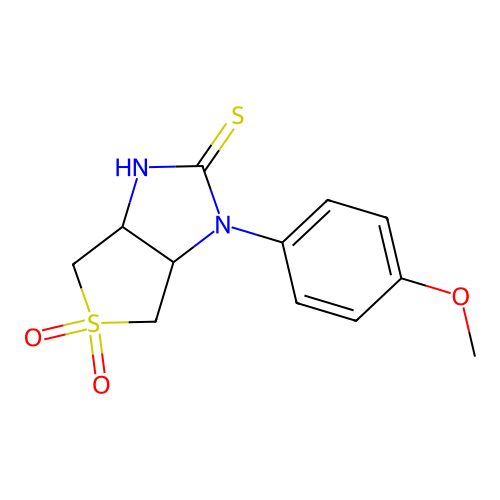 1-(4-methoxyphenyl)tetrahydro-1H-thieno[3,4-d]imidazole-2(3H)-thione 5,5-dioxide structure