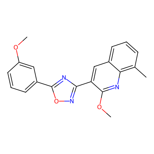 2-Methoxy-3-[5-(3-methoxyphenyl)-1,2,4-oxadiazol-3-yl]-8-methylquinoline structure