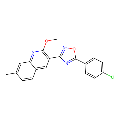5-(4-Chlorophenyl)-3-(2-methoxy-7-methylquinolin-3-yl)-1,2,4-oxadiazole structure