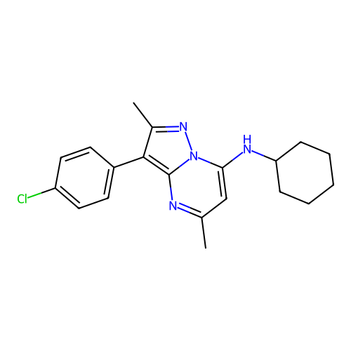 3-(4-chlorophenyl)-N-cyclohexyl-2,5-dimethylpyrazolo[1,5-a]pyrimidin-7-amine structure