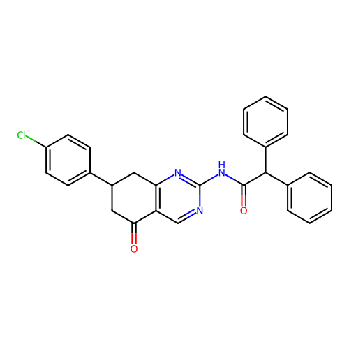 N-[7-(4-chlorophenyl)-5-oxo-5,6,7,8-tetrahydroquinazolin-2-yl]-2,2-diphenylacetamide structure