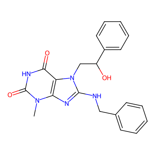 8-(benzylamino)-7-(2-hydroxy-2-phenylethyl)-3-methylpurine-2,6-dione structure