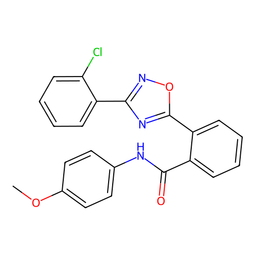 2-[3-(2-chlorophenyl)-1,2,4-oxadiazol-5-yl]-N-(4-methoxyphenyl)benzamide structure