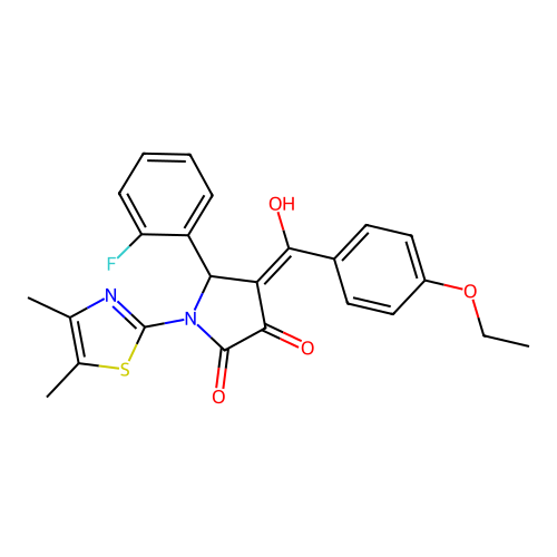 (4E)-1-(4,5-dimethyl-1,3-thiazol-2-yl)-4-[(4-ethoxyphenyl)(hydroxy)methylidene]-5-(2-fluorophenyl)pyrrolidine-2,3-dione structure