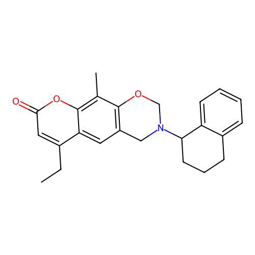 6-ethyl-10-methyl-3-(1,2,3,4-tetrahydronaphthalen-1-yl)-2,4-dihydropyrano[3,2-g][1,3]benzoxazin-8-one structure
