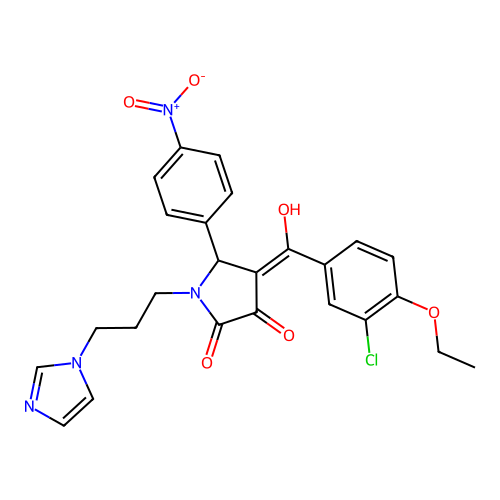(4E)-4-[(3-chloro-4-ethoxyphenyl)-hydroxymethylidene]-1-(3-imidazol-1-ylpropyl)-5-(4-nitrophenyl)pyrrolidine-2,3-dione structure