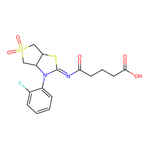 5-{[(2Z)-3-(2-fluorophenyl)-5,5-dioxidotetrahydrothieno[3,4-d][1,3]thiazol-2(3H)-ylidene]amino}-5-oxopentanoic acid structure