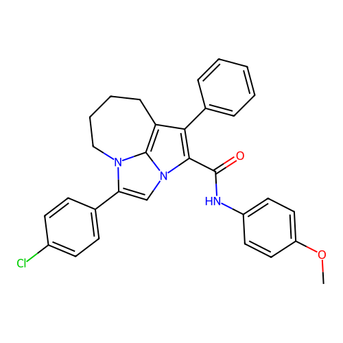 4-(4-chlorophenyl)-N-(4-methoxyphenyl)-1-phenyl-5,6,7,8-tetrahydro-2a,4a-diazacyclopenta[cd]azulene-2-carboxamide structure