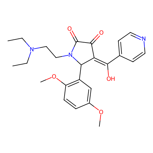 1-(2-diethylaminoethyl)-5-(2,5-dimethoxyphenyl)-4-[hydroxy(pyridin-4-yl)methylidene]pyrrolidine-2,3-dione structure